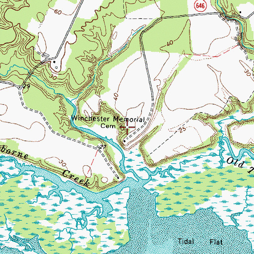 Topographic Map of Winchester Memorial Cemetery, VA