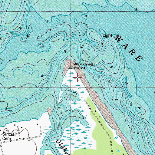 Topographic Map of Windmill Point, VA