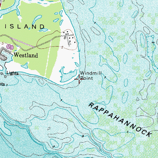 Topographic Map of Windmill Point, VA