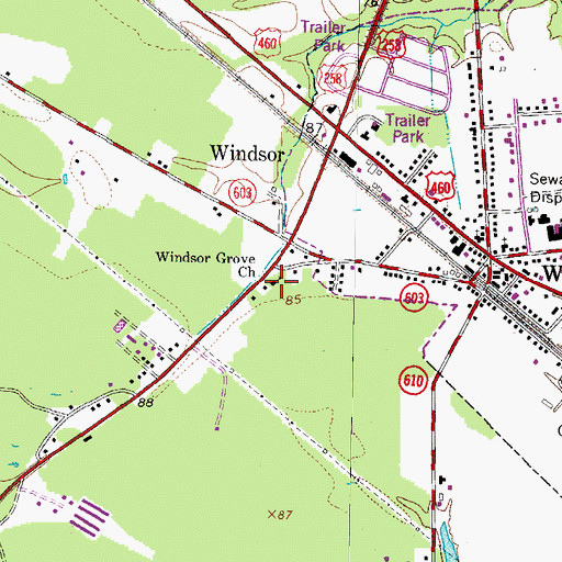Topographic Map of Windsor Grove Church, VA