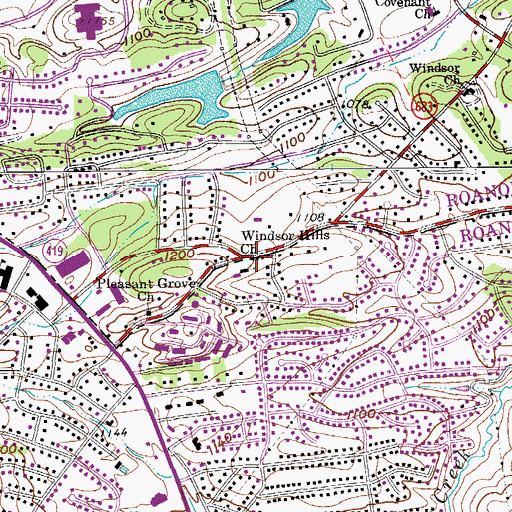 Topographic Map of Windsor Hills Church, VA