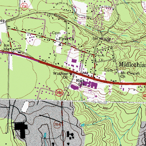 Topographic Map of Winfree Church, VA