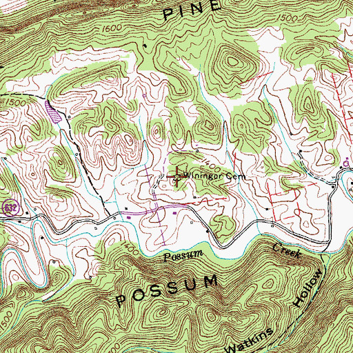 Topographic Map of Wininger Cemetery, VA