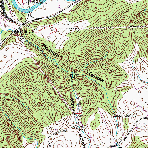 Topographic Map of Winney Hollow, VA