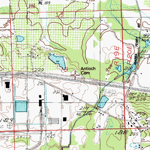 Topographic Map of Antioch Baptist Church (historical), AL