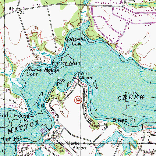 Topographic Map of Wirt Wharf, VA