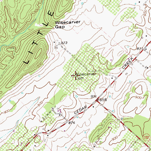 Topographic Map of Wisecarver Cemetery, VA