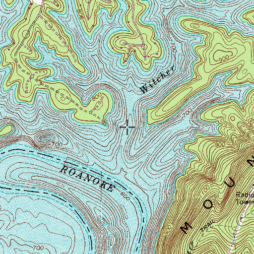 Topographic Map of Witcher Creek, VA