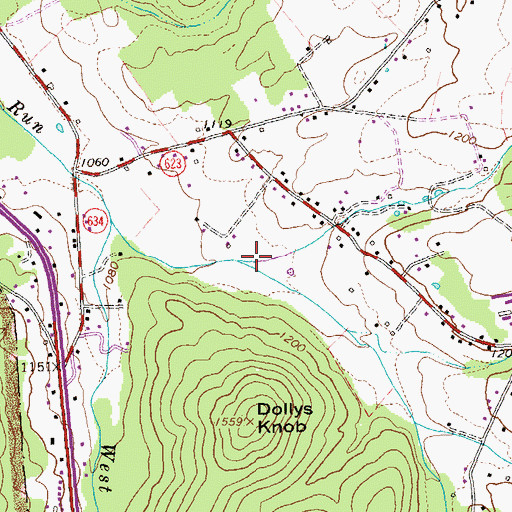 Topographic Map of Wolf Run, VA