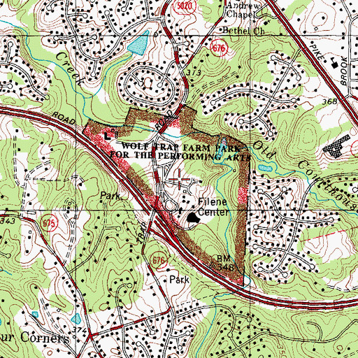 Topographic Map of Wolftrap Farm Park for the Performing Arts, VA