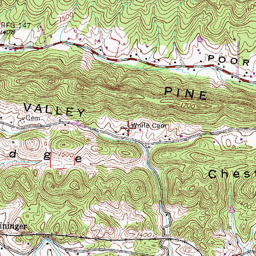 Topographic Map of Wolfe Cemetery, VA