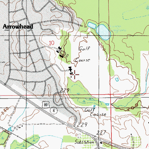 Topographic Map of Arrowhead Country Club, AL