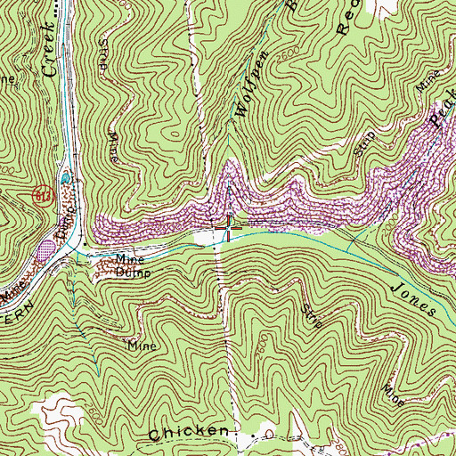 Topographic Map of Wolfpen Branch, VA