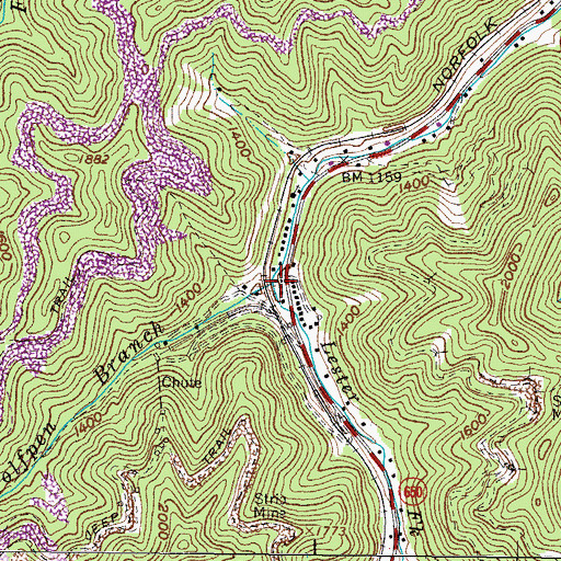 Topographic Map of Wolfpen Branch, VA