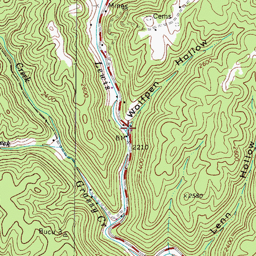 Topographic Map of Wolfpen Hollow, VA