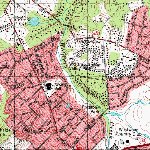 Topographic Map of Wolftrap Stream Valley Park, VA