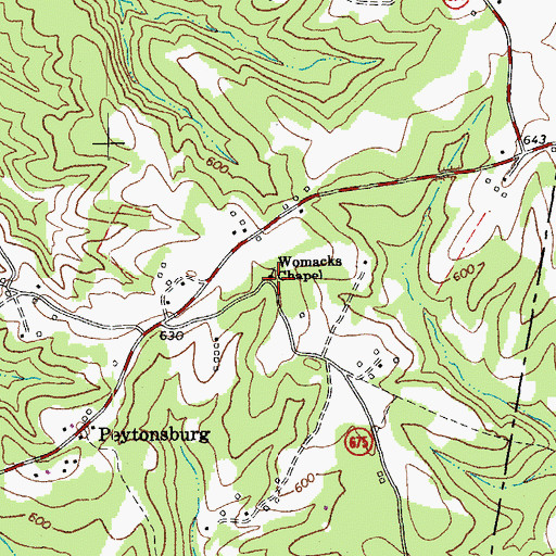 Topographic Map of Womacks Chapel, VA