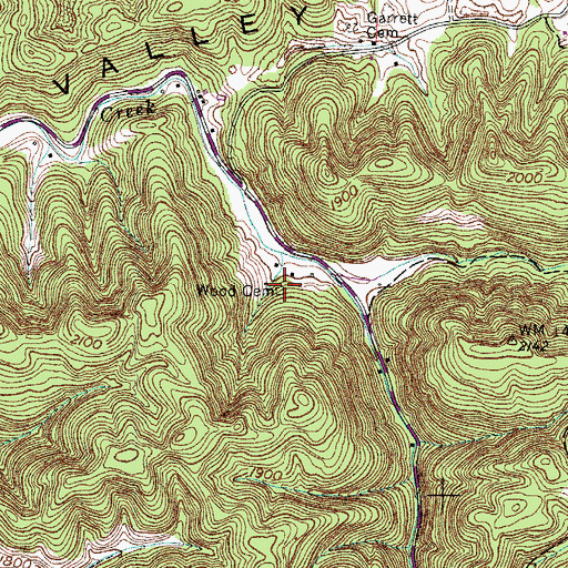 Topographic Map of Wood Cemetery, VA