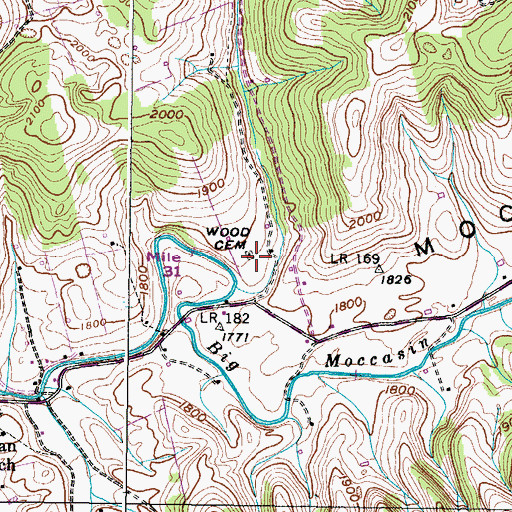 Topographic Map of Wood Cemetery, VA