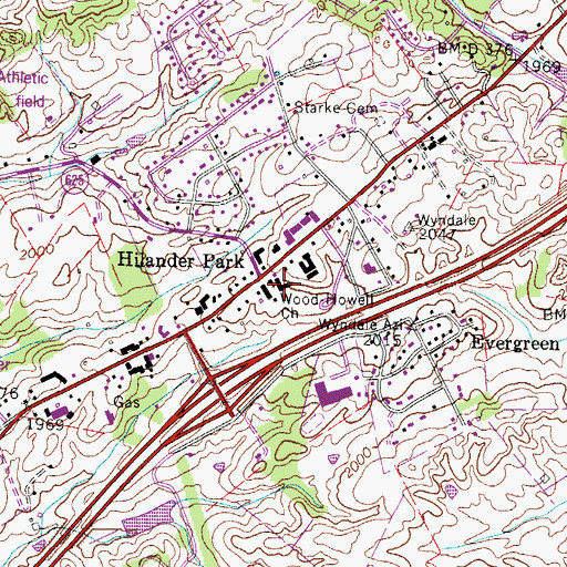 Topographic Map of Wood Howell Church, VA