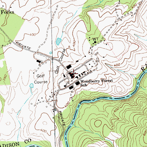 Topographic Map of Woodberry Forest School, VA