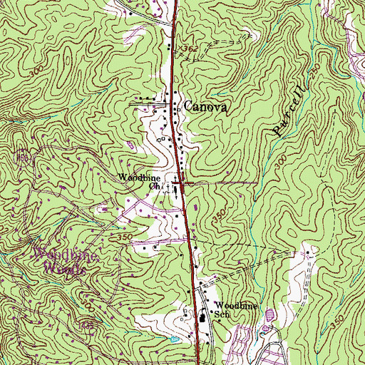Topographic Map of Woodbine Baptist Church, VA