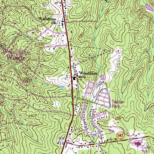Topographic Map of Woodbine Preschool Center, VA