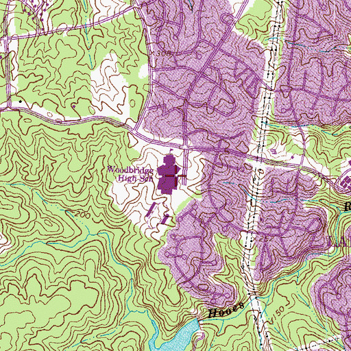 Topographic Map of Woodbridge Senior High School, VA