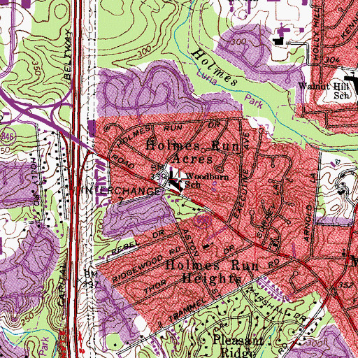 Topographic Map of Woodburn Elementary School, VA
