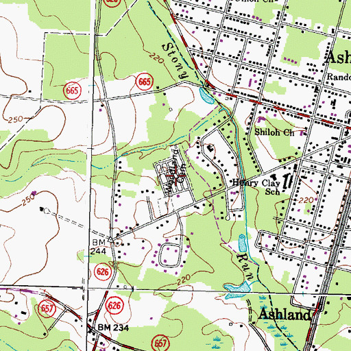 Topographic Map of Woodland Cemetery, VA
