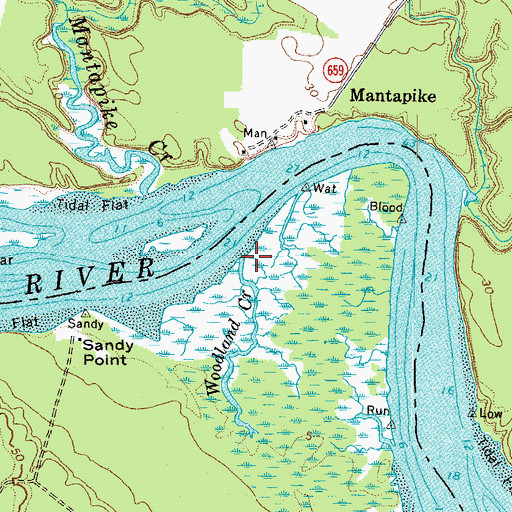 Topographic Map of Woodland Creek, VA