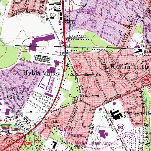 Topographic Map of Woodlawn Church, VA