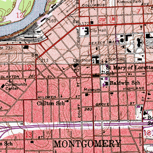 Topographic Map of Barnes Private School (historical), AL