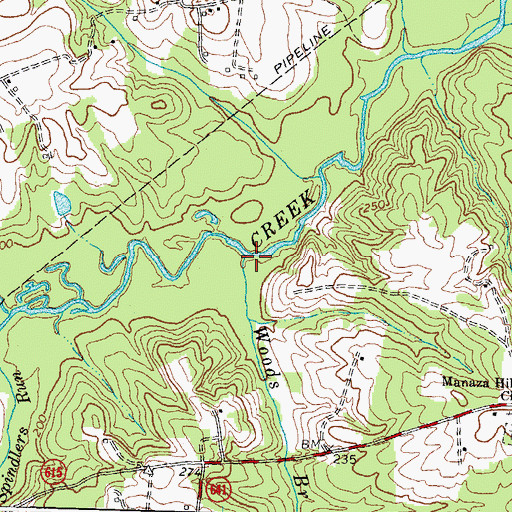Topographic Map of Woods Branch, VA