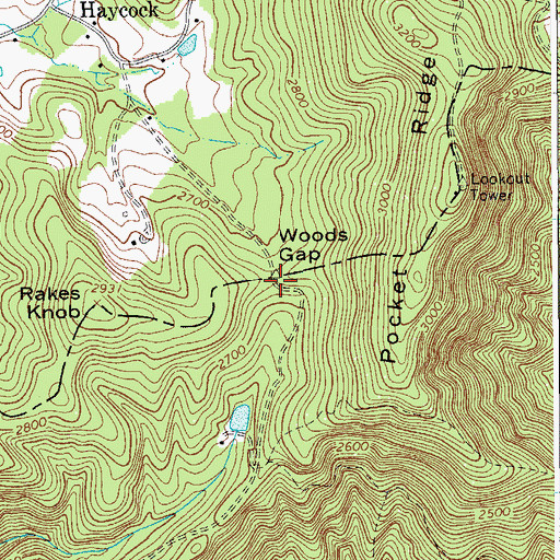 Topographic Map of Woods Gap, VA