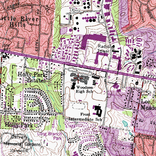 Topographic Map of Wilbert Tucker Woodson High School, VA