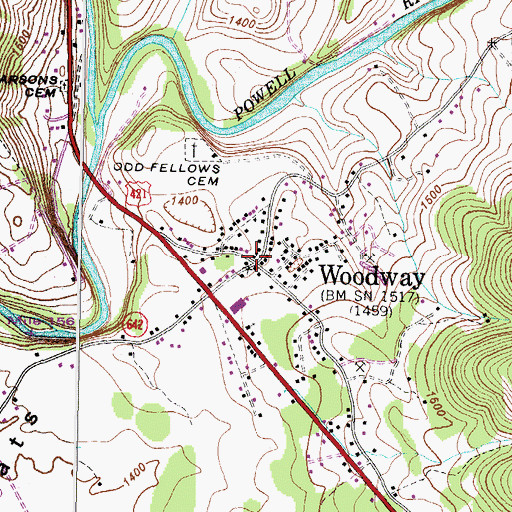 Topographic Map of Woodway, VA