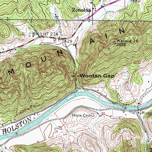 Topographic Map of Wooten Gap, VA