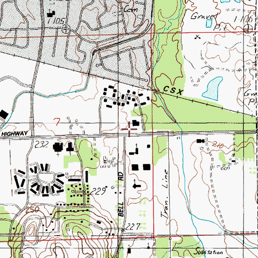 Topographic Map of Bell Plaza Shopping Center, AL