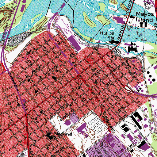 Topographic Map of South Richmond, VA