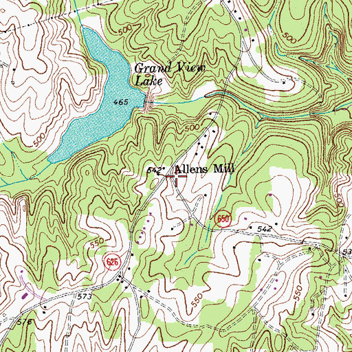Topographic Map of Allens Mill, VA