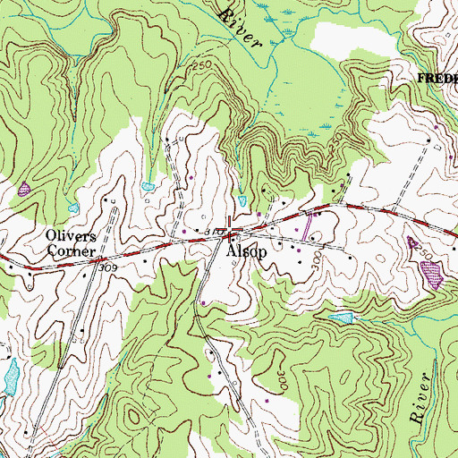 Topographic Map of Alsop, VA