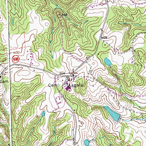 Topographic Map of Angola, VA