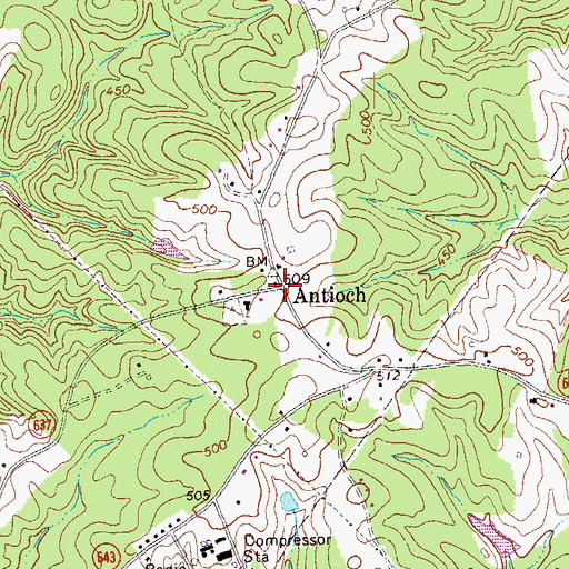 Topographic Map of Antioch, VA