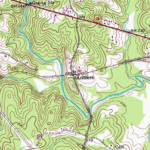 Topographic Map of Antlers, VA