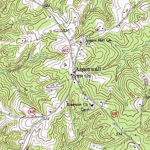 Topographic Map of Aspenwall, VA
