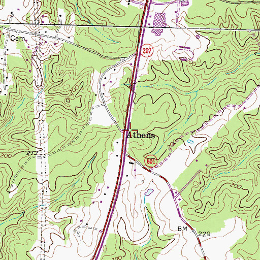 Topographic Map of Athens, VA