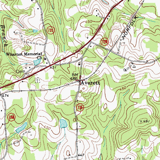 Topographic Map of Averett, VA