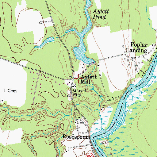 Topographic Map of Aylett Mill, VA