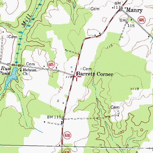 Topographic Map of Barrett Corner, VA